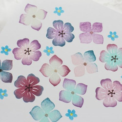 紫陽花とネモフィラの　多色押し　消しゴムはんこ　カード付き 3枚目の画像