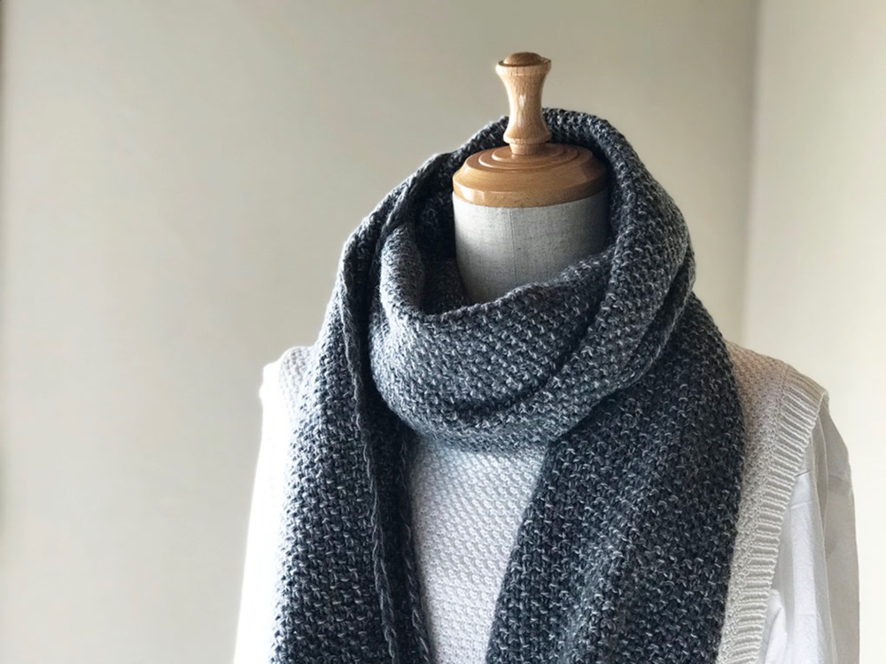 ぐるぐる カシミヤ超ロングスヌード3WAY  D/Gray杢