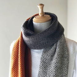 10%OFF】ブリオッシュ編みのバイカラーマフラー 茶白 マフラー しゅう