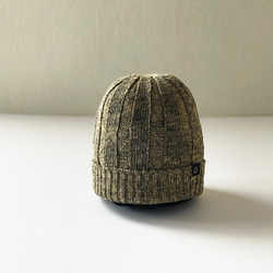 フレンチリネンワイドリブニット帽  イエロー杢 1枚目の画像