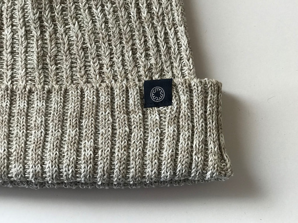 法國亞麻x日本紙線編織的帽子米色杢 第3張的照片