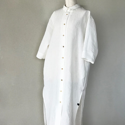 Bishu Ori〜寬鬆亞麻超長連衣裙〜白色 第3張的照片