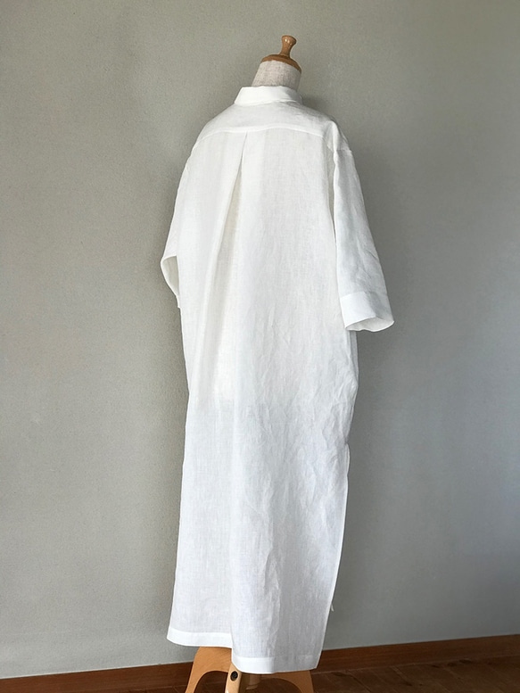 Bishu Ori〜寬鬆亞麻超長連衣裙〜白色 第4張的照片