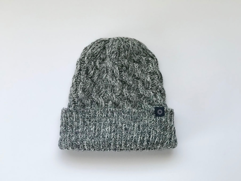 ウール/麻のぽっこりニット帽　アラン模様　グレー杢 4,686円