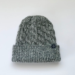 羊毛/亞麻胖乎乎的針織帽艾倫圖案灰色石南花 第1張的照片