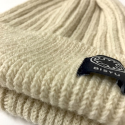 英國羊毛×法國麻針織帽（白色） 第4張的照片