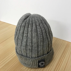 英國羊毛×法國麻針織帽（灰色石楠） 第3張的照片