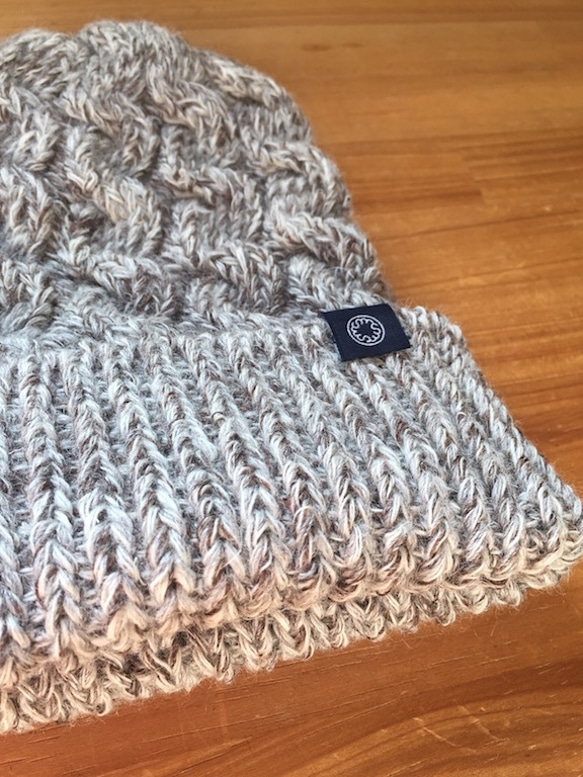 艾倫·繩形花紋的Pokkori的針織帽（米色3石楠） 第4張的照片