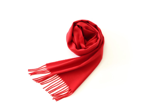 碧樹織造100％山羊絨圍巾（紅色） 第1張的照片
