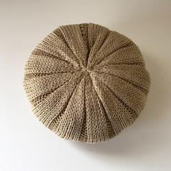 津巴布韋棉質蓬鬆針織貝雷帽米色石南花 第2張的照片