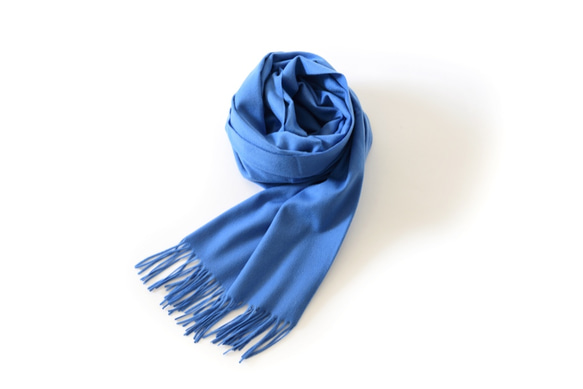 純羊絨70C Habao狀態織造披肩（交響樂藍色） 第1張的照片