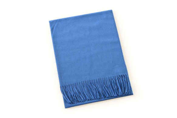 純羊絨70C Habao狀態織造披肩（交響樂藍色） 第2張的照片