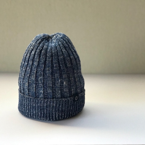 Cotton・linenの定番リブ編みニットキャップ ocean ニット帽・ビーニー