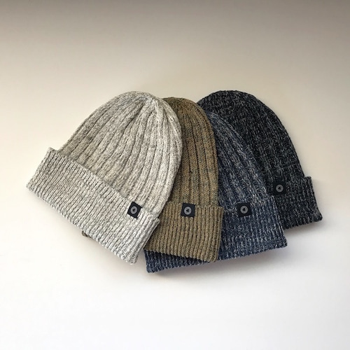 Cotton・linenの定番リブ編みニットキャップ ocean ニット帽・ビーニー
