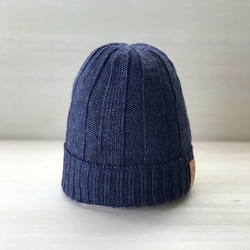 法國亞麻針織帽靛藍 第2張的照片