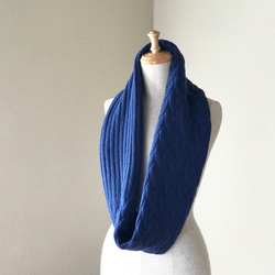 艾倫花紋x羅紋編織豐滿的羊毛雙包裹鼻煙藍色 第4張的照片