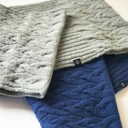 艾倫花紋x羅紋編織豐滿的羊毛雙包裹鼻煙藍色 第5張的照片