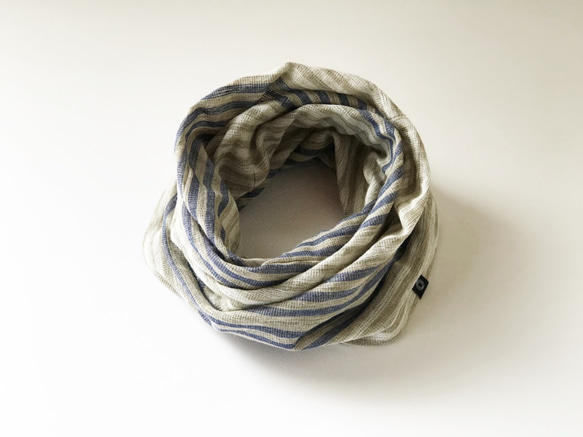 柔軟蓬鬆的拉米麻撚線自然•藍色•白色 第4張的照片