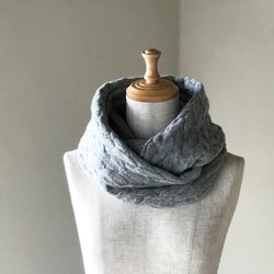 アラン模様×リブ編みふっくらカシミヤ/シルク混の二重巻きスヌード