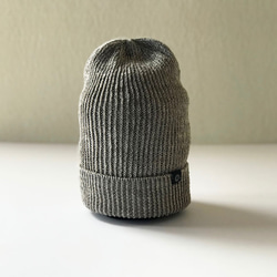 亞麻羅紋針織帽L /灰色 第1張的照片