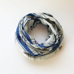 Shitofuwa Rayon Cotton Twisted Snood 白色 / 藍色 第4張的照片