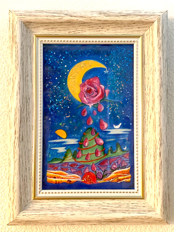 月と薔薇のプレマ　ハガキサイズイラスト 1枚目の画像