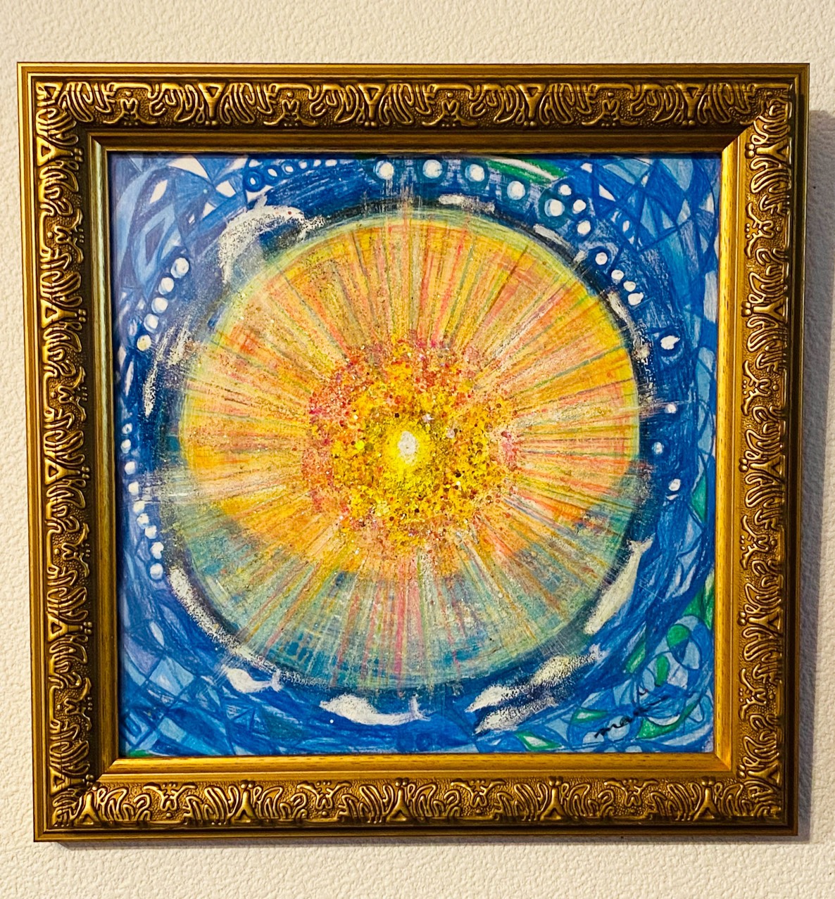 太陽と海 油絵