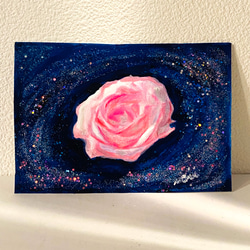 宇宙Rose ピンク　ハガキサイズ　原画 2枚目の画像