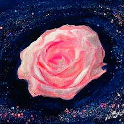 宇宙Rose ピンク　ハガキサイズ　原画 5枚目の画像