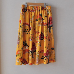 【sale】USAコットン 農場プリント タックギャザーのスカート　 2枚目の画像