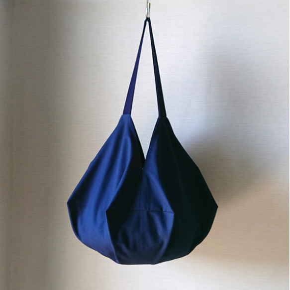 バルーン型マルシェバッグ ネイビーMサイズ エコバッグ サブバッグ