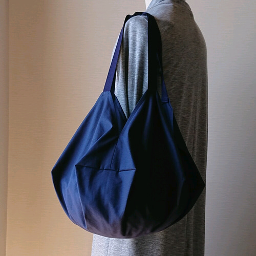 バルーン型マルシェバッグ ネイビーMサイズ エコバッグ サブバッグ