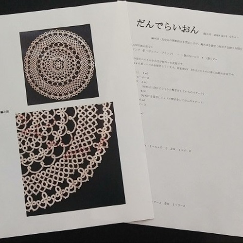 タティングレース編み図】だんでらいおん 編み図・パターン きゅい 