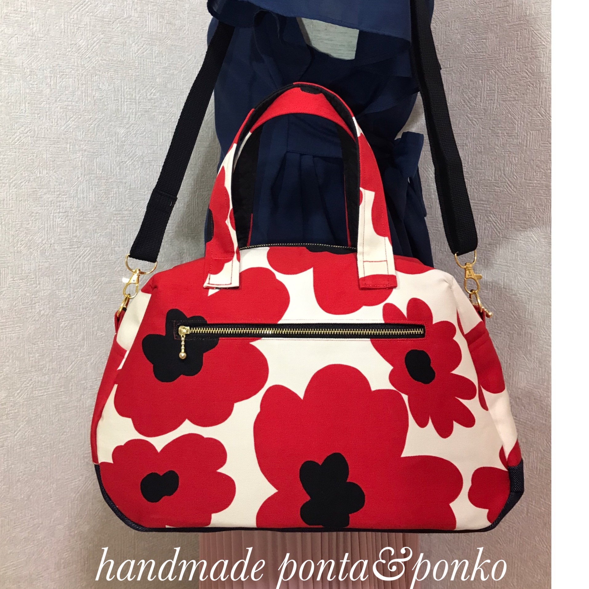 専用品　トートバックＬサイズ•ボストントートバック•ショルダー紐　ハンドメイド