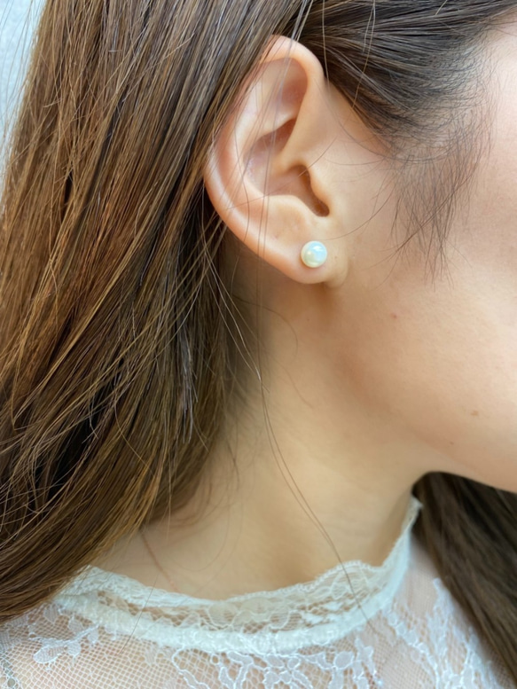 6.5mmシンプルパールピアス 〜あこや真珠ホワイト〜 ピアス