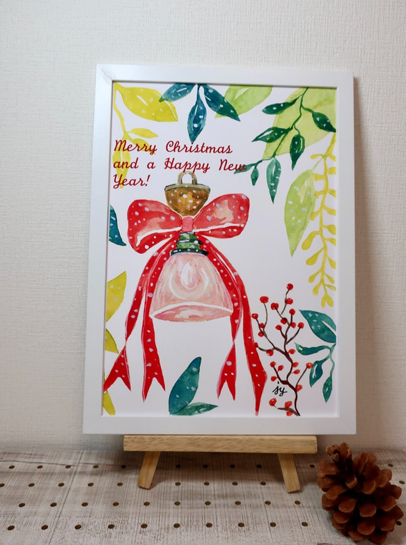 A4 ・ アートポスター ・手作り・クリスマスシーズン・クリスマスベル デザイン ・インテリア・水彩画イラストポスター 8枚目の画像