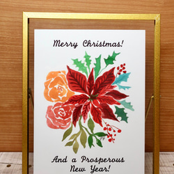 A4 ・ アートポスター ・手作り・クリスマスシーズン・ ポインセチア デザイン ・インテリア・水彩画イラストポスター 3枚目の画像