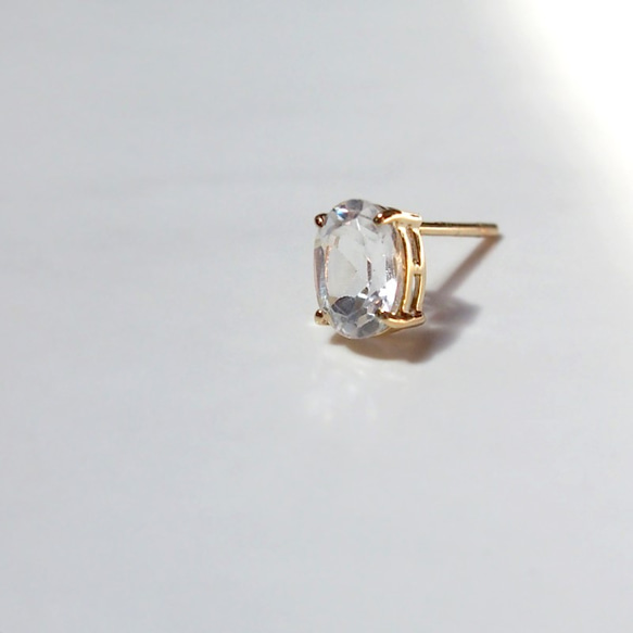 [ XSORI luxe 系列 ] 白色托帕石橢圓形耳環 第1張的照片