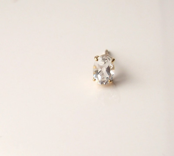 [ XSORI luxe 系列 ] 白色托帕石橢圓形耳環 第2張的照片