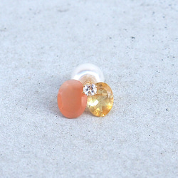 2WAY Orange Moon 3 Ear Earrings（Single） 第1張的照片