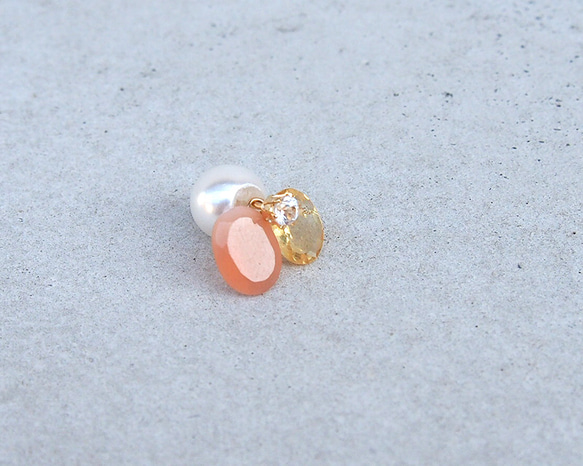 2WAY Orange Moon 3 Ear Earrings（Single） 第2張的照片