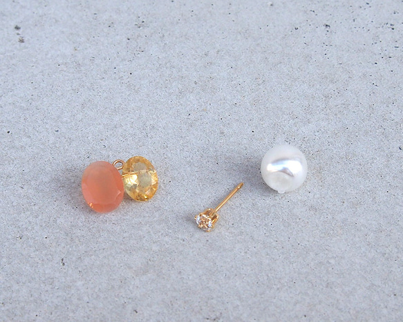 2WAY Orange Moon 3 Ear Earrings（Single） 第4張的照片