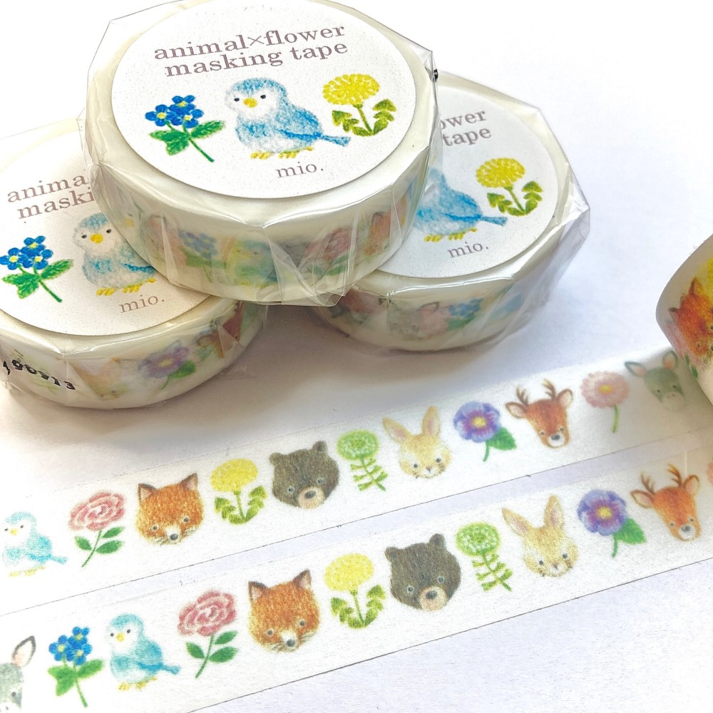 マスキングテープ【animal×flower masking tape-動物とお花の
