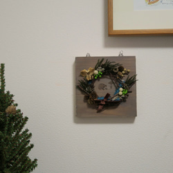 森の巣 リース　ブルー　Ｓサイズ　はりね　クリスマス　クリスマス雑貨　インテリア　インテリア雑貨　置物　玄関　リビング　 3枚目の画像