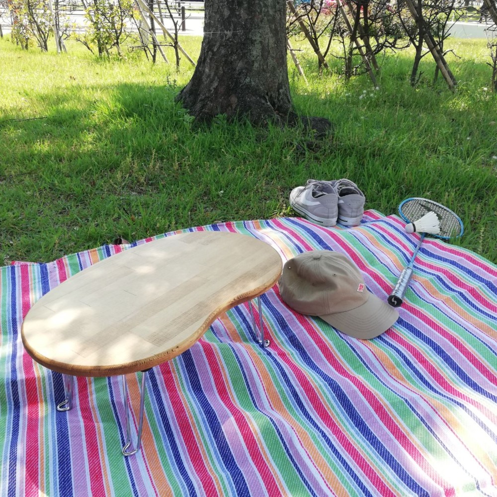 折りたたみローテーブル そら豆【SSサイズ】 ウレタン仕上げ / 公園 ベランダ / アウトドア キャンプ