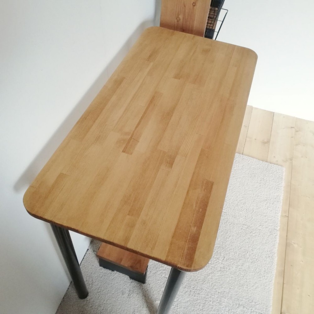 天然木を使用したまる角のデスク 工具不要900mm×450mmリビング ワークテーブル ナチュラル