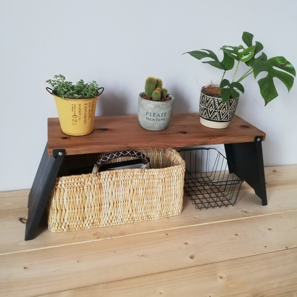 ラタン アイアン フォールディング ラック シェルフ フラワースタンド