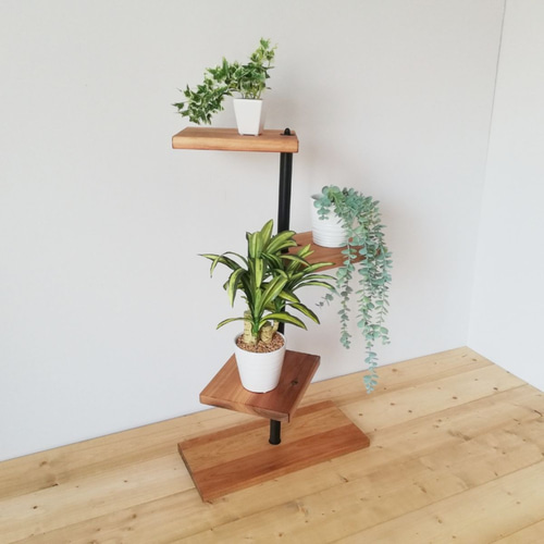 MUKUのスタンドシェルフ 3段タイプ/ 360度回転/ 植木 花台/フラワー