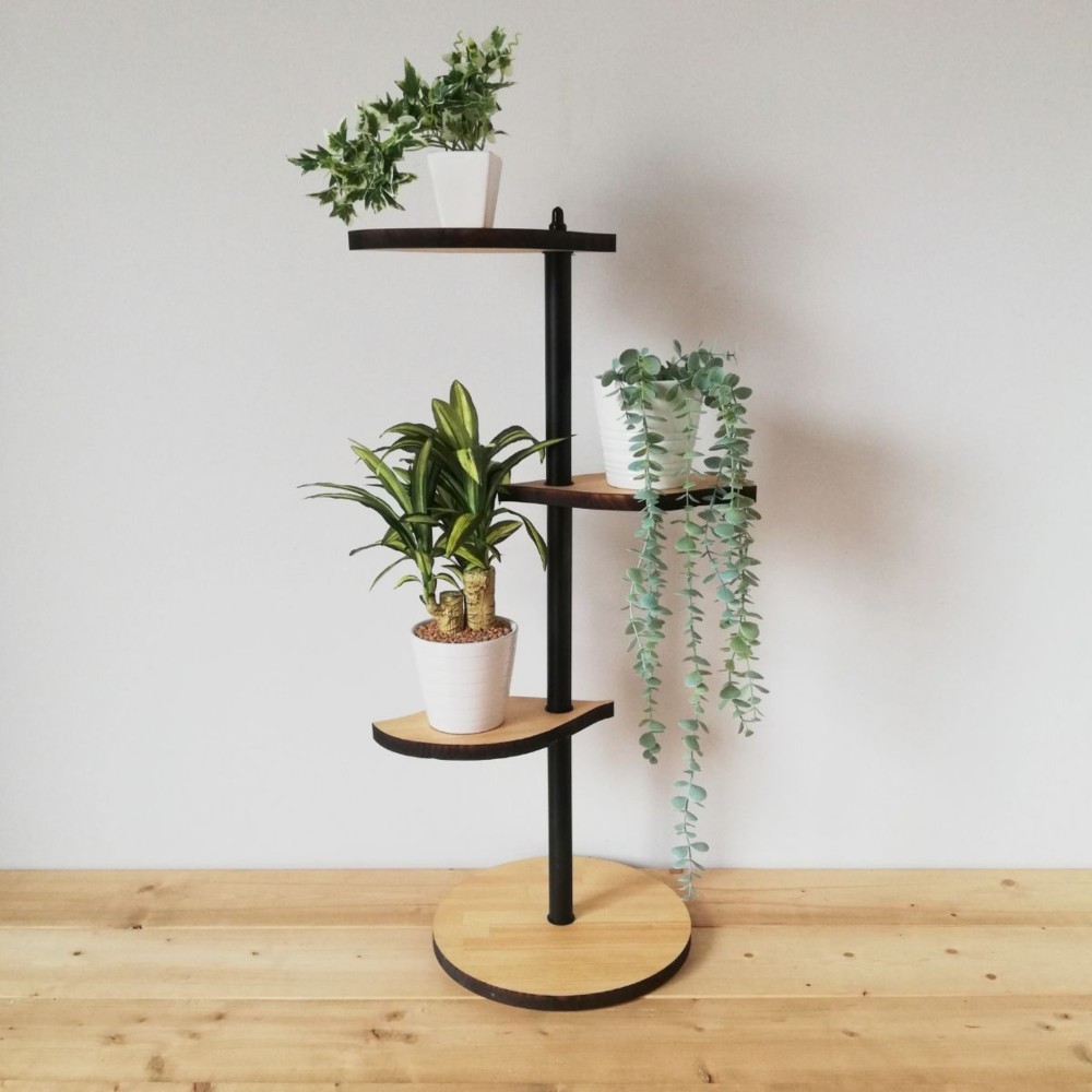 葉っぱのスタンドシェルフ 3段タイプ/360度回転 /観葉植物　植木鉢 / タワー型 / 完成品