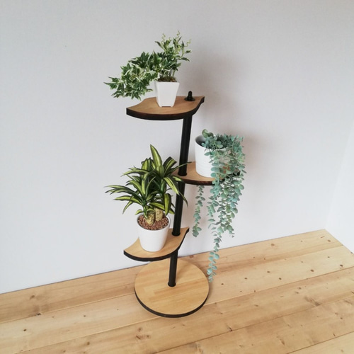 葉っぱのスタンドシェルフ 3段タイプ/360度回転 /観葉植物 植木鉢